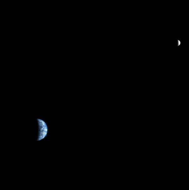 Earth and Moon as seen from Mars