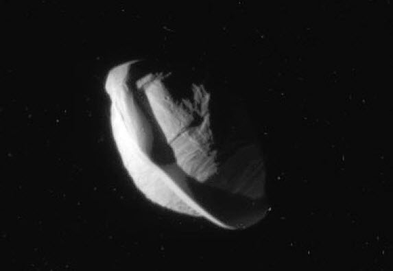 Shadowed Close-up of Saturn's moon Pan