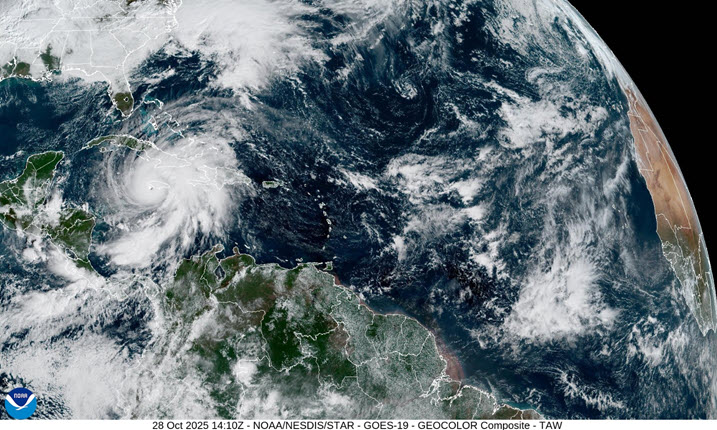 Melissa Satellite Image, near Jamaica